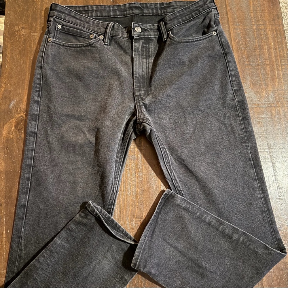 Levi Strauss Faded Black Denim Straight Jeans 36x30